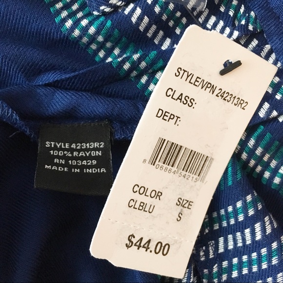 NWT Intro | Blue & Teal Button Down Top | Size S - Picture 6 of 6